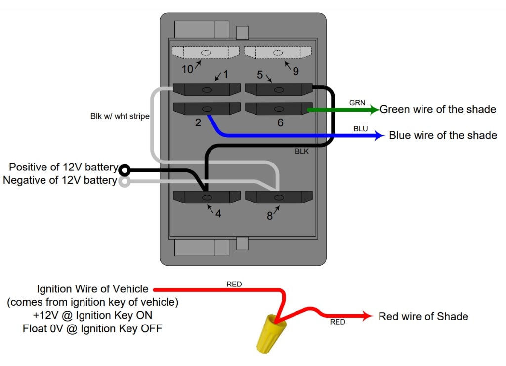 Wiring Diagram of 2nd Generation Ignition-Lock Motor 4270P (Single Shade)