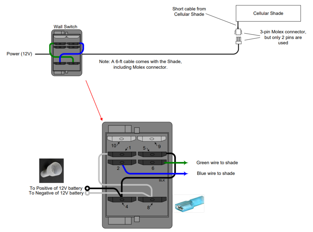cellular shade connected to a wall switch
